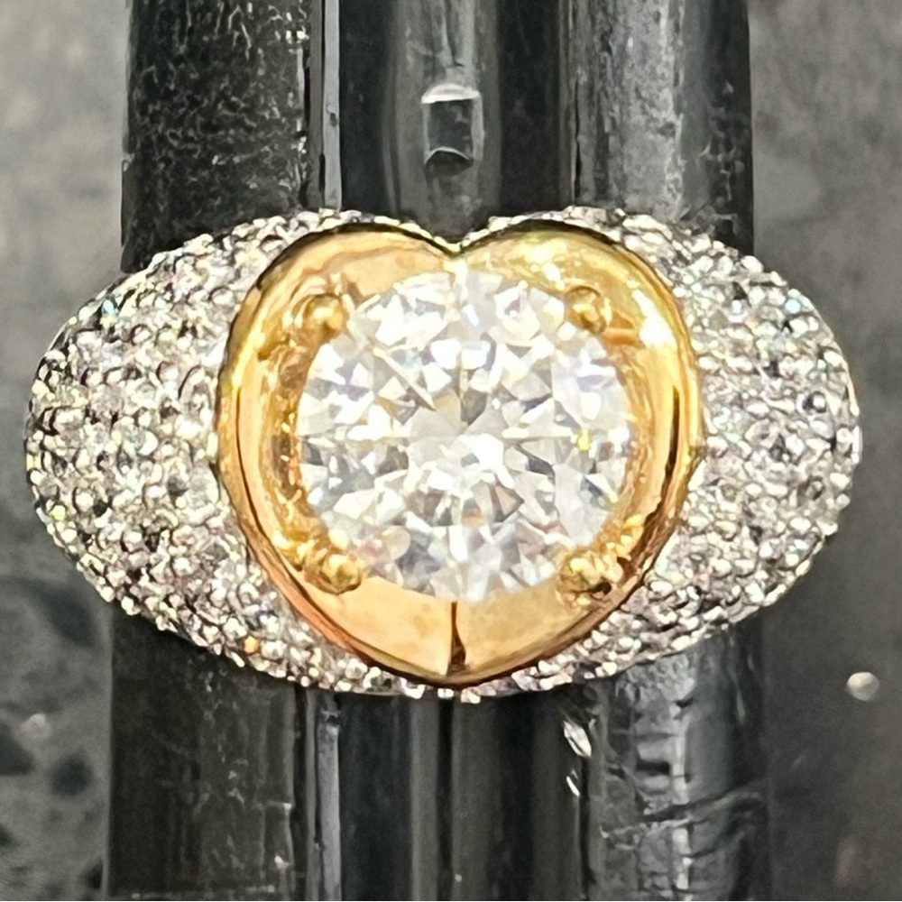 Victoria Wieck vintage absolute brilliant CZ heart engagement cocktail ring gold